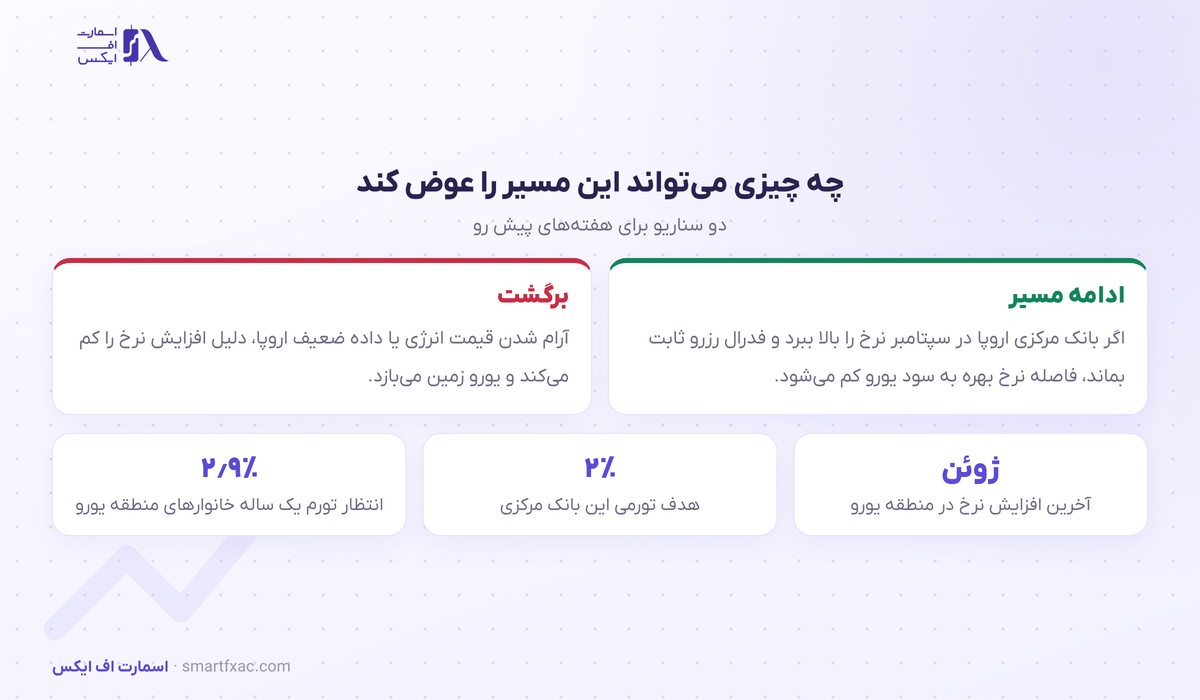 یورو به قویترین سطح سه ماه رسید؛ بازار روی افزایش نرخ بانک مرکزی اروپا شرط بسته 3 دو سناریو برای تصمیم بانک مرکزی اروپا در سپتامبر