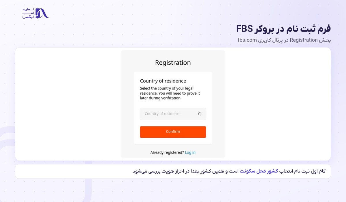 فرم ثبت نام در بروکر اف بی اس