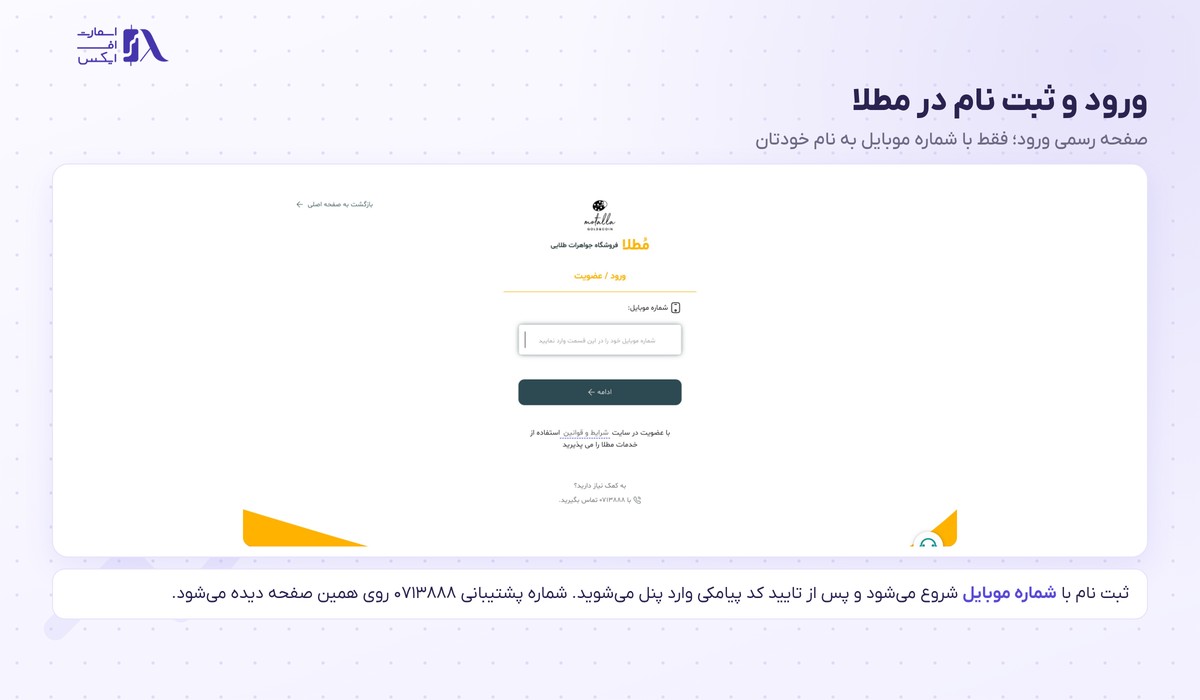 صفحه ورود و ثبت نام در مطلا