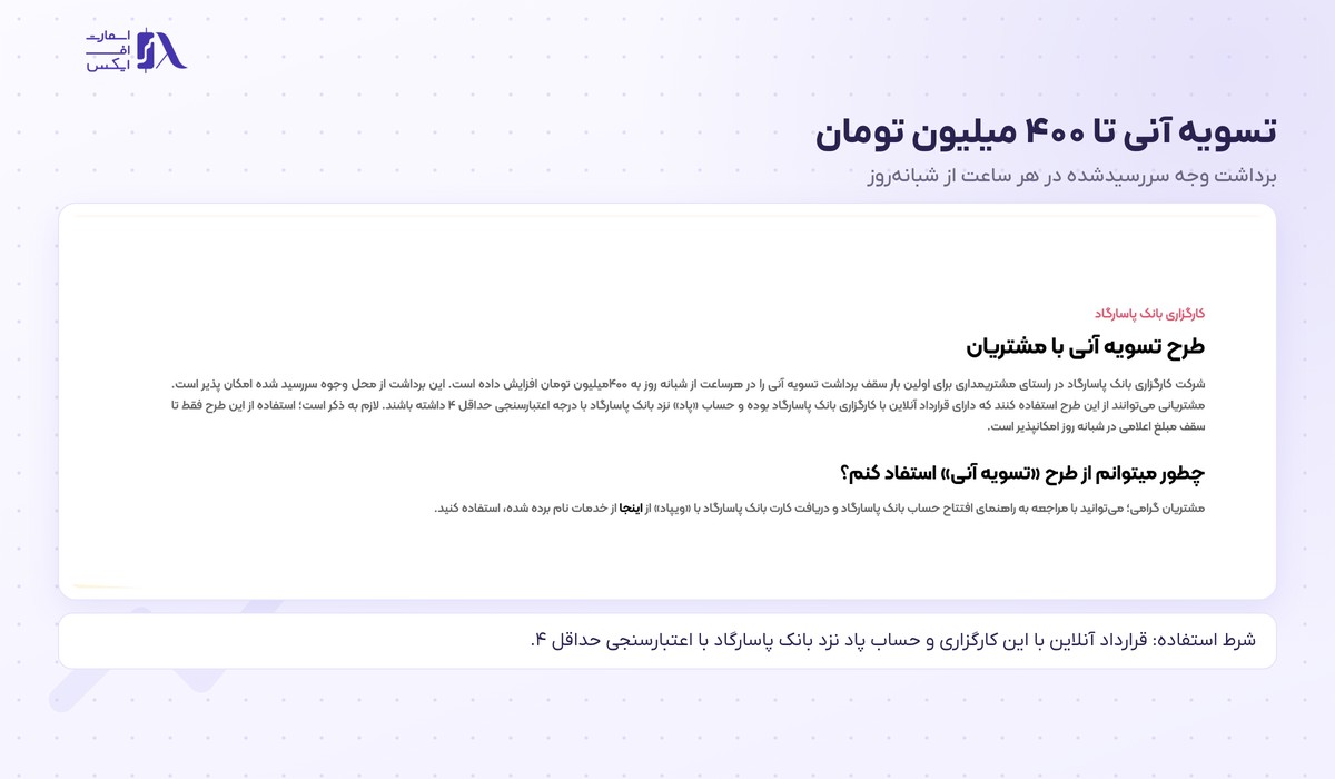 کارگزاری بانک پاسارگاد | Pasargad 2 طرح تسویه آنی کارگزاری بانک پاسارگاد