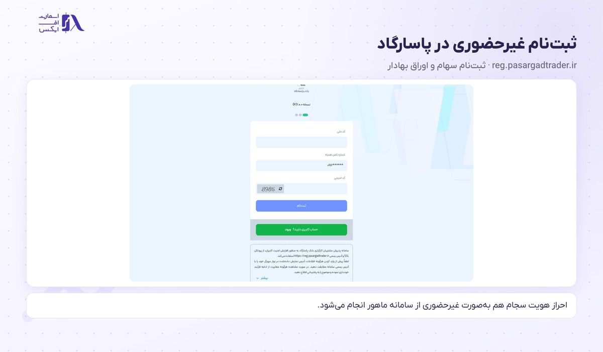 کارگزاری بانک پاسارگاد | Pasargad 6 صفحه ثبتنام غیرحضوری کارگزاری بانک پاسارگاد