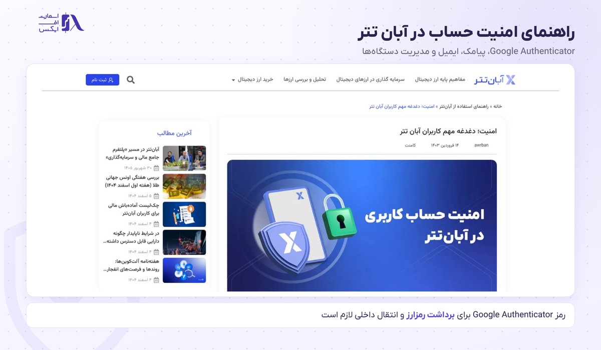 راهنمای امنیت حساب کاربری آبان تتر