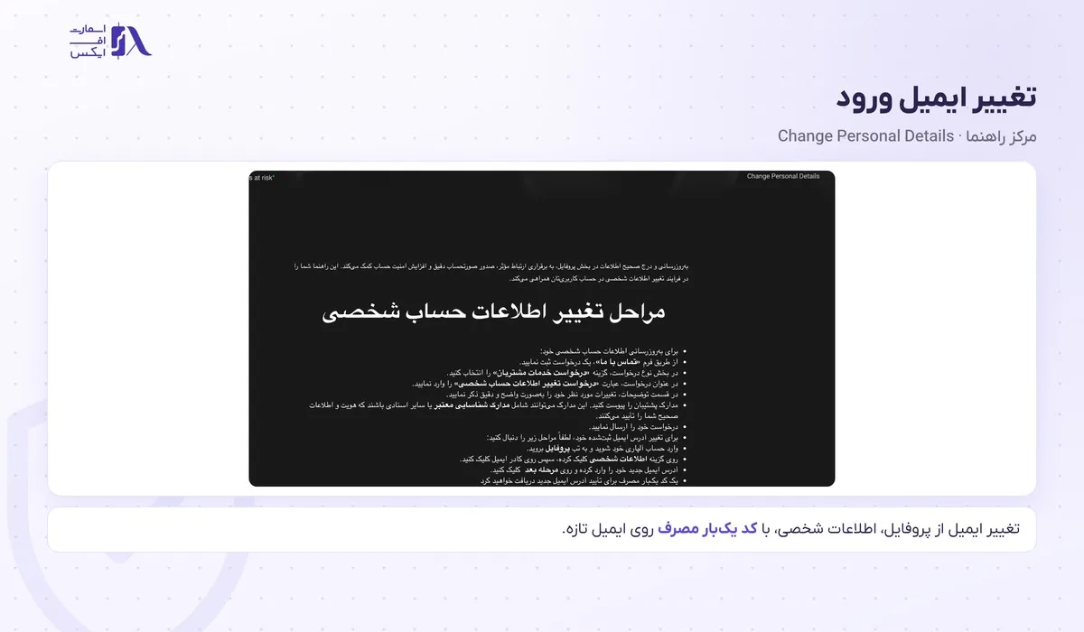 تغییر ایمیل ورود به آلپاری از بخش اطلاعات شخصی پروفایل