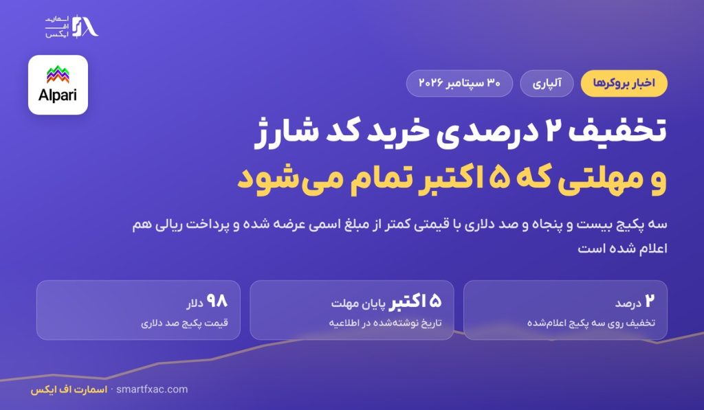 تخفیف شارژ حساب آلپاری تا ۵ اکتبر؛ سه پکیج کد پیش‌پرداخت