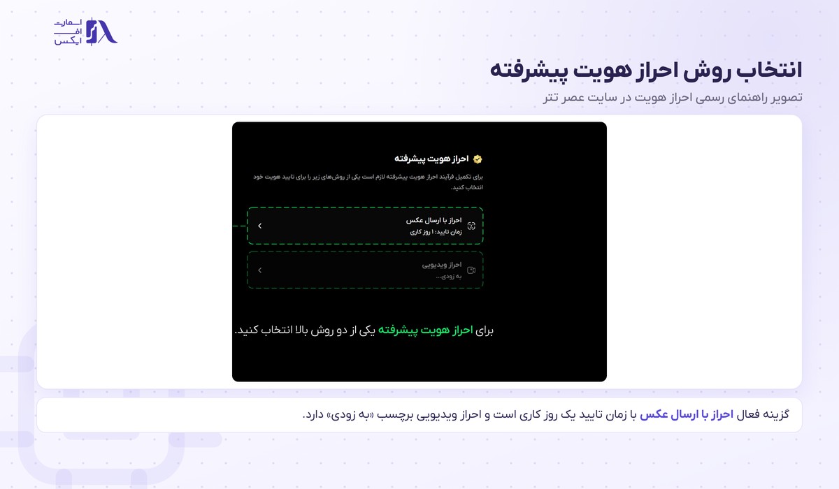 صرافی عصر تتر | (Asretether) 19 انتخاب روش احراز هویت پیشرفته در عصر تتر با ارسال عکس یا ویدیو