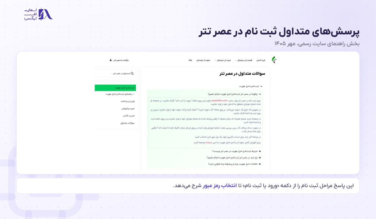 صرافی عصر تتر | (Asretether) 16 پاسخ پرسشهای متداول عصر تتر درباره مراحل ثبت نام