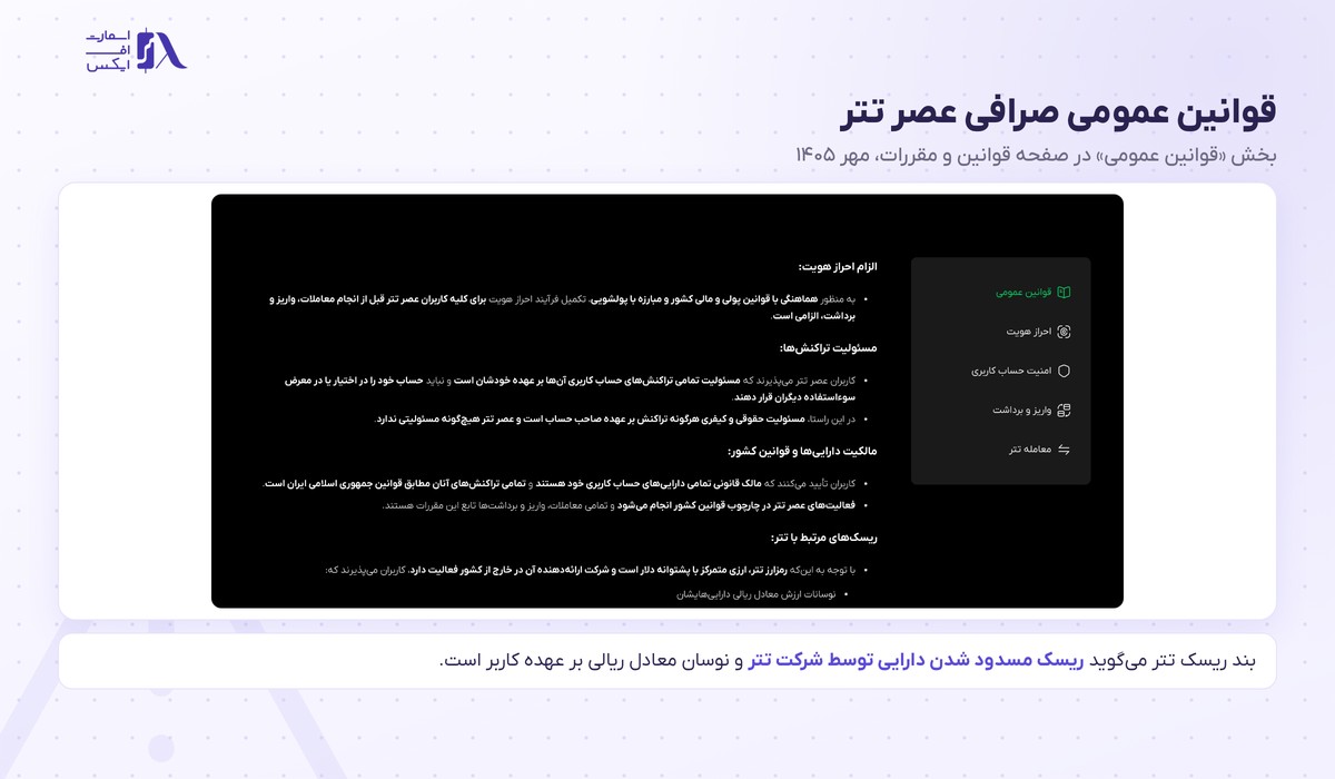صرافی عصر تتر | (Asretether) 5 بخش قوانین عمومی عصر تتر با بند ریسکهای مرتبط با تتر