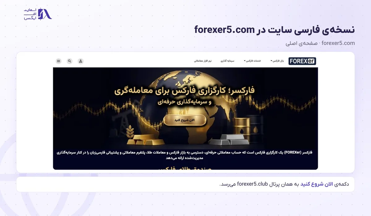 ثبت نام در بروکر فارکسر؛ آموزش گامبهگام و احراز هویت 2 صفحهی اصلی نسخهی فارسی فارکسر در forexer5.com