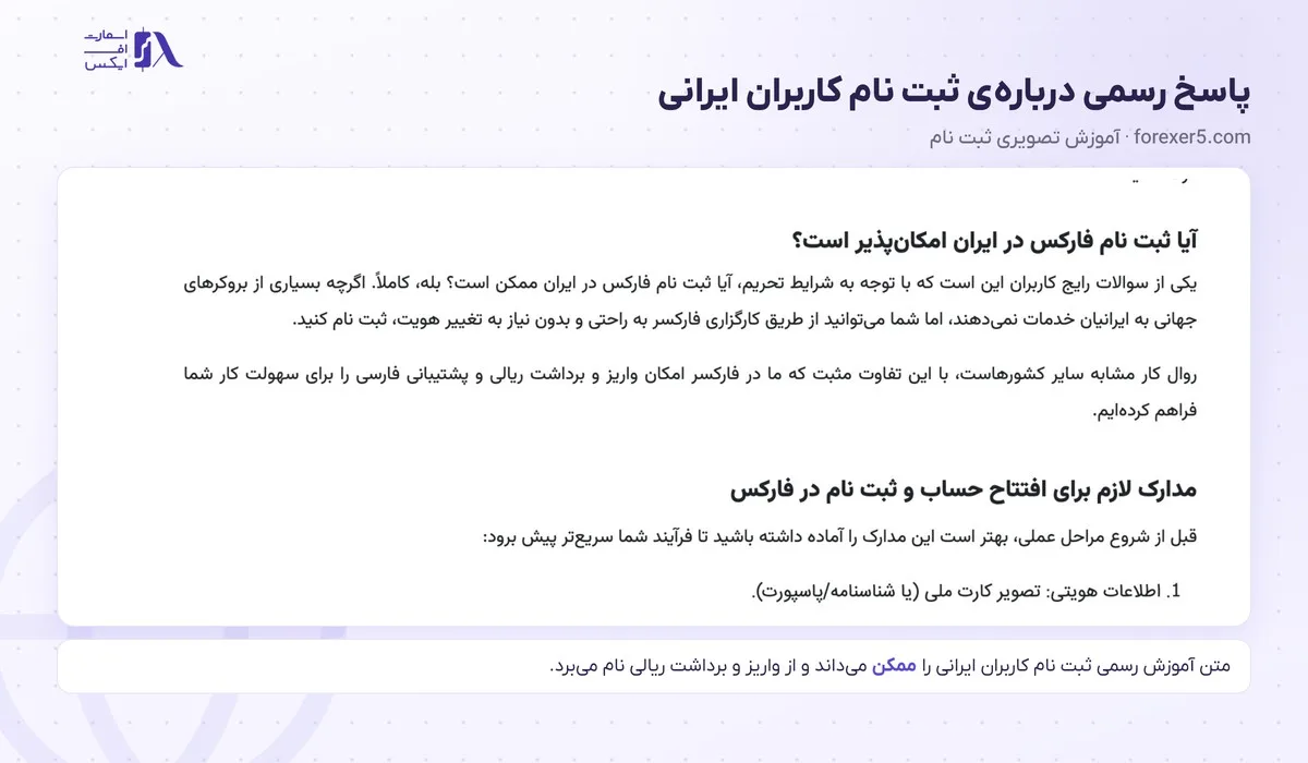ثبت نام در بروکر فارکسر؛ آموزش گامبهگام و احراز هویت 17 متن رسمی forexer5.com دربارهی ثبت نام در بروکر فارکسر برای کاربران ایرانی