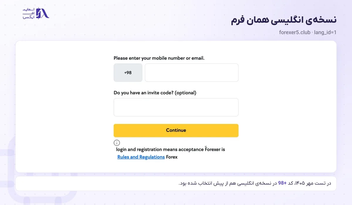 ثبت نام در بروکر فارکسر؛ آموزش گامبهگام و احراز هویت 11 نسخهی انگلیسی فرم پرتال فارکسر