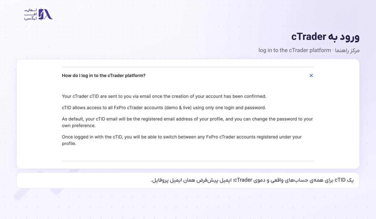 ورود به بروکر اف ایکس پرو؛ سایت رسمی، FxPro Direct، اپلیکیشن و متاتریدر 16 پاسخ رسمی FxPro دربارهی ورود به cTrader با cTID