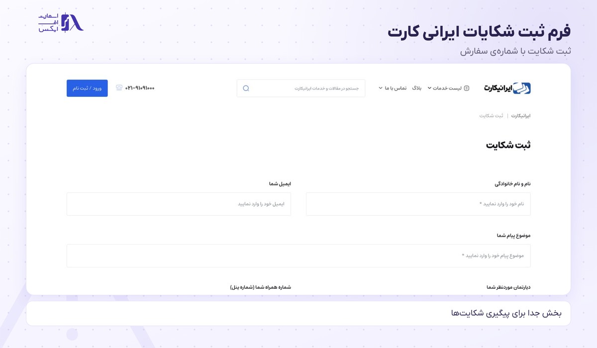 ایرانی کارت | (IraniCard) 11 فرم ثبت شکایات ایرانی کارت
