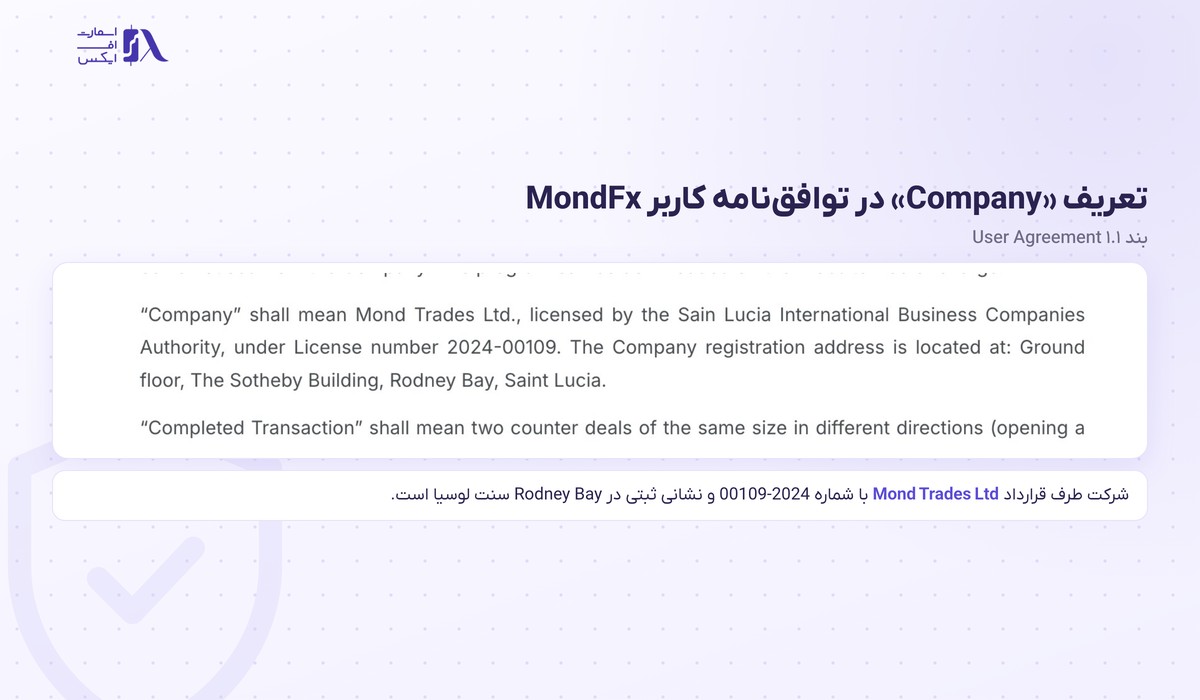 بروکر MondFX | (موند اف ایکس) 16 تعریف شرکت طرف قرارداد در توافقنامه کاربر بروکر MondFx