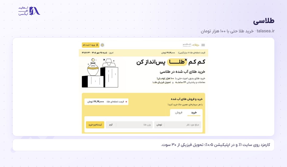 صفحه اصلی طلاسی و فرم خرید طلا از ۱۰۰ هزار تومان