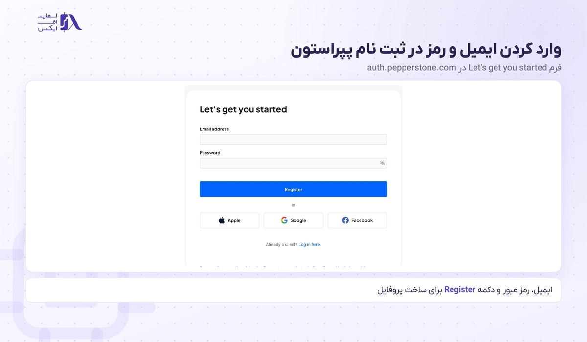 بروکر Pepperstone | (پپراستون) 21 فرم ایمیل و رمز عبور در مرحله آخر ثبت نام پپراستون