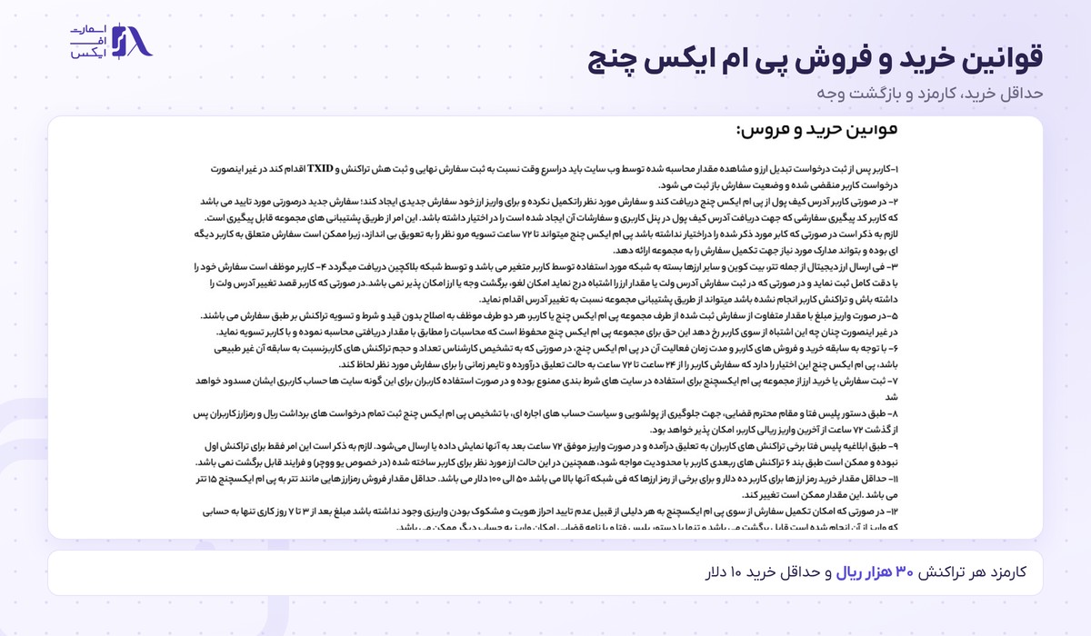صرافی پی ام ایکس چنج | (PMXchange) 9 قوانین خرید و فروش پی ام ایکس چنج