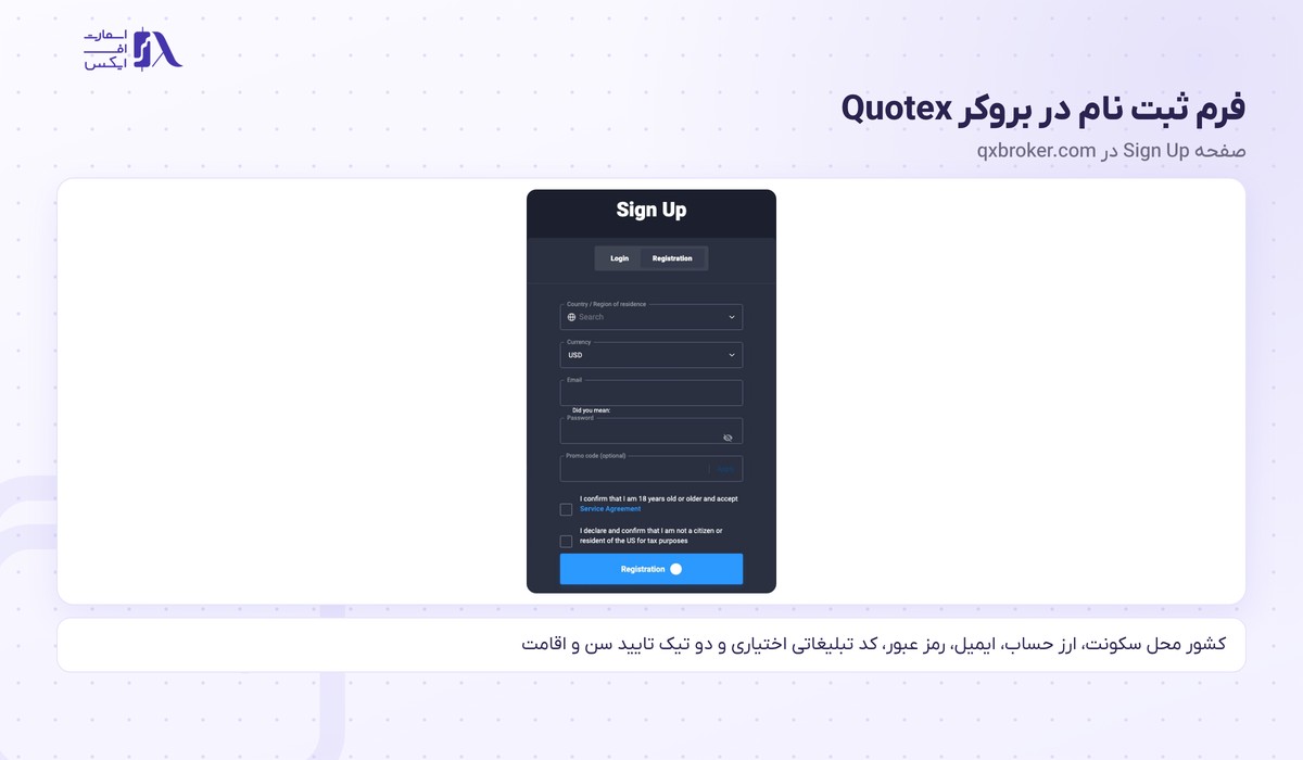 بروکر Quotex | (کوتکس) 8 فرم ثبت نام در بروکر کوتکس روی سایت qxbroker.com