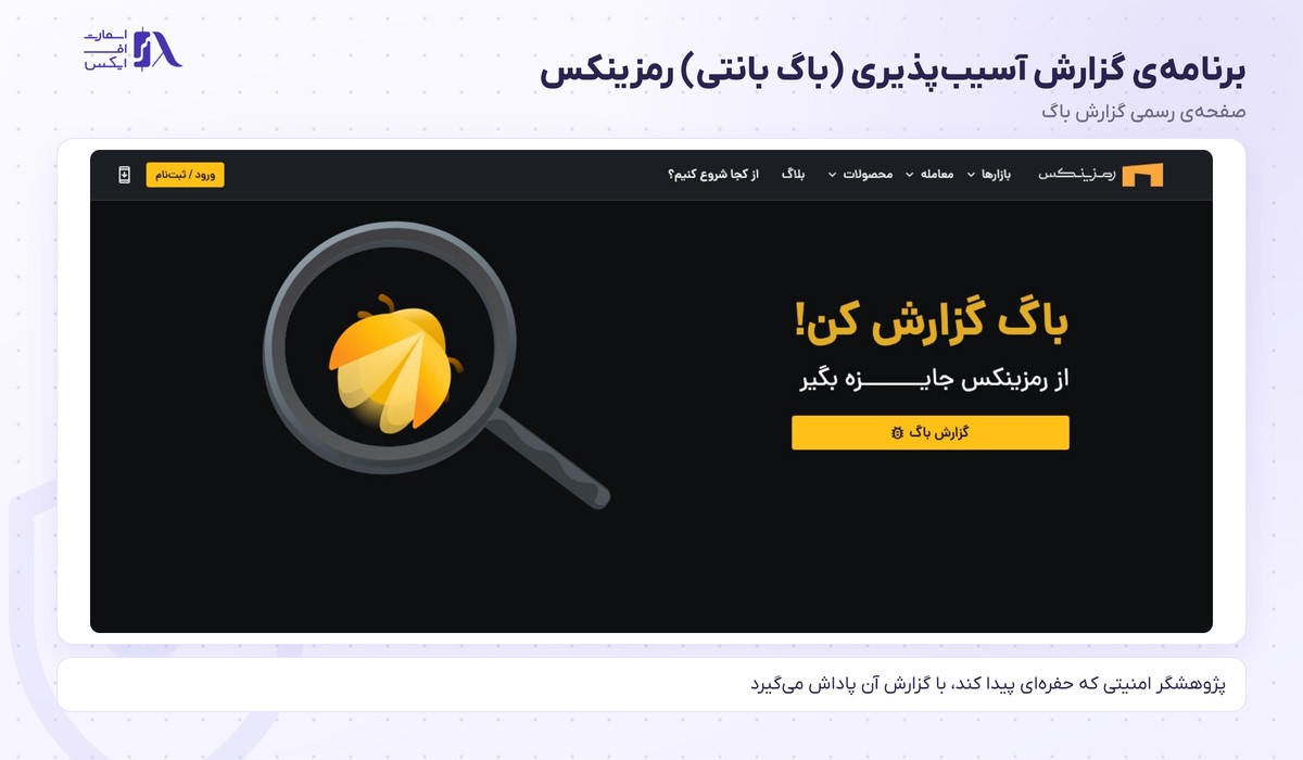 صرافی رمزینکس 12 صفحه برنامه گزارش آسیبپذیری و پاداش باگ