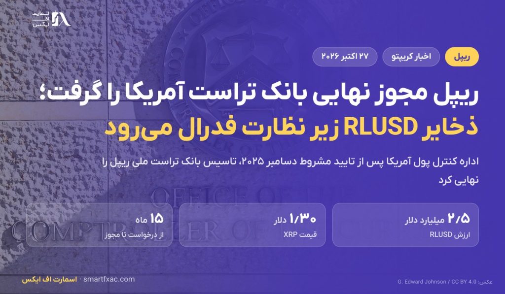 ریپل مجوز نهایی بانک تراست ملی آمریکا را گرفت؛ ذخایر استیبل کوین RLUSD زیر نظارت فدرال میرود 1 ریپل مجوز نهایی بانک تراست ملی آمریکا را گرفت؛ ذخایر استیبل کوین RLUSD زیر نظارت فدرال میرود