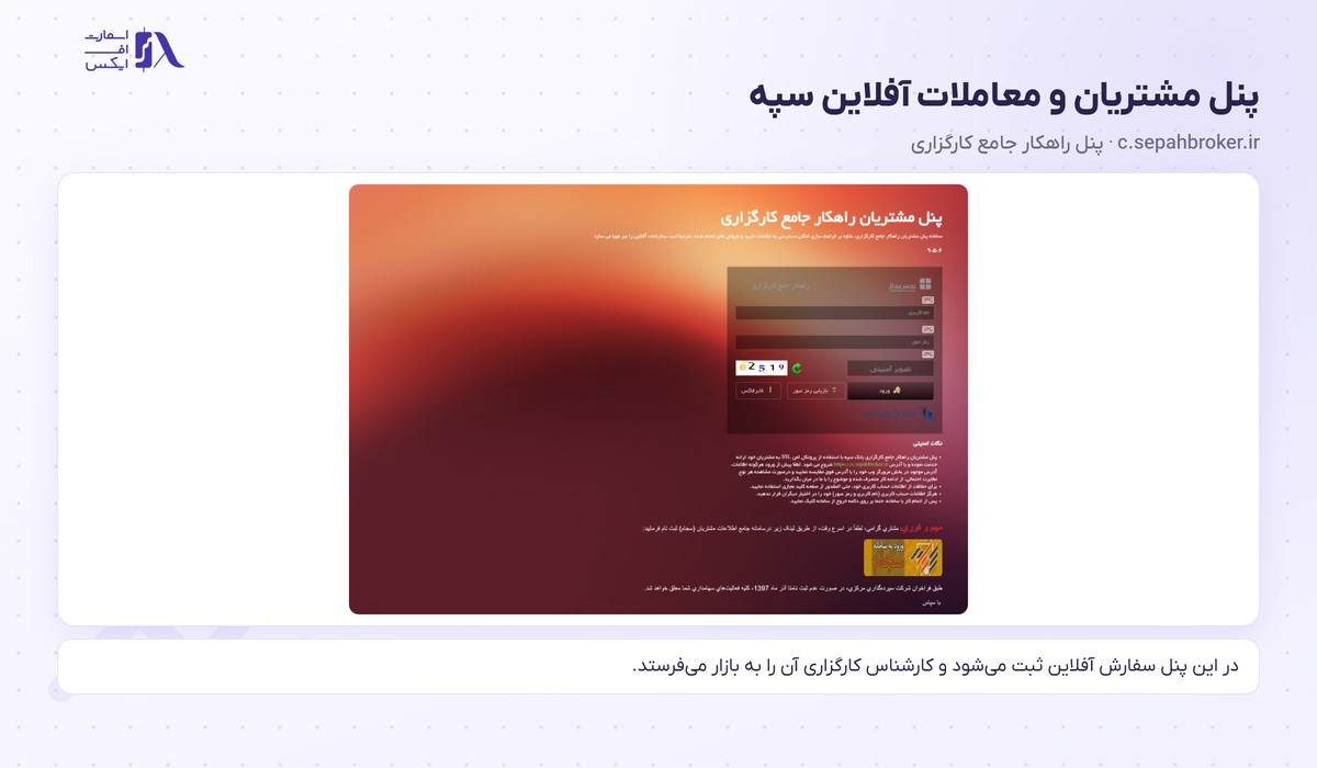 کارگزاری بانک سپه | Sepah 10 پنل مشتریان راهکار جامع کارگزاری برای معاملات آفلاین در c.sepahbroker.ir