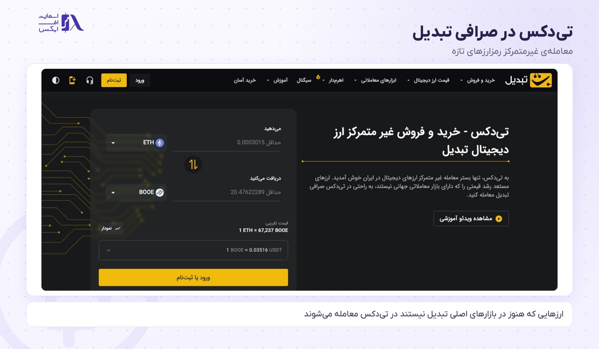 صرافی تبدیل 17 تیدکس در صرافی تبدیل