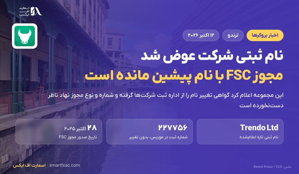 نام حقوقی شرکت پشت بروکر ترندو به Trendo Ltd تغییر کرد؛ مجوز FSC دستنخورده 1 نام حقوقی شرکت پشت بروکر ترندو به Trendo Ltd تغییر کرد؛ مجوز FSC دستنخورده