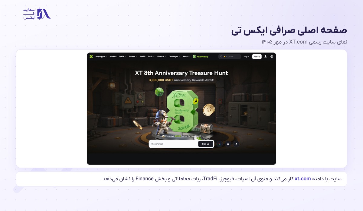 صرافی ایکس تی | (XT.com) 1 صفحه اصلی سایت صرافی ایکس تی XT.com